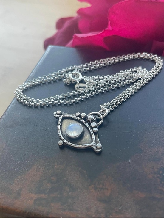 Maryjane Kindness Jewelry - Evil Eye Rainbow Moonstone Protection Pendant Necklace ~20”
